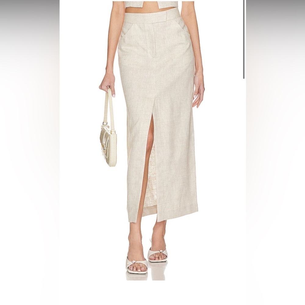 L’academie From Revolve Orsina Maxi Skirt In Natural Linen Cotton Blend